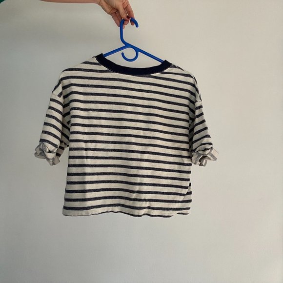 Oversized Striped Cali-Fleece Elbow-Sleeve Sweatshirt - Picture 4 of 5